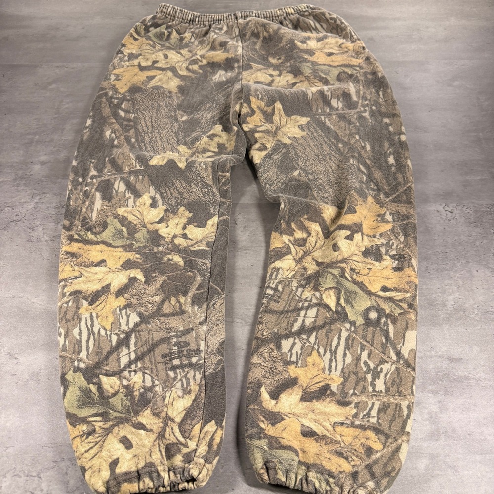 Vintage Jerzees Mossy Oak Camo Leaf Print Sweatpants in Olive and Tan